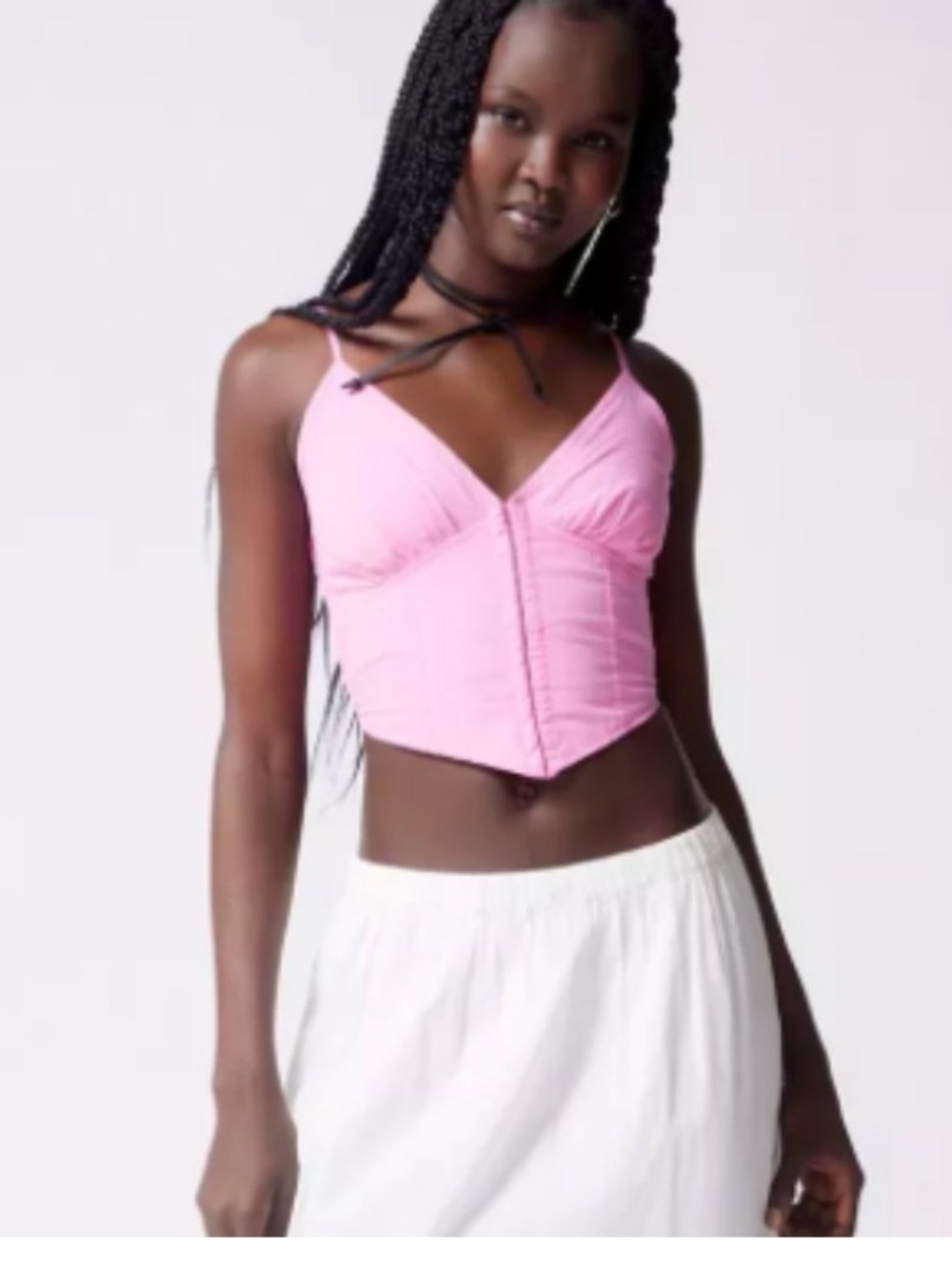 Urban outfitters Kendall poplin bustier crop top light pink